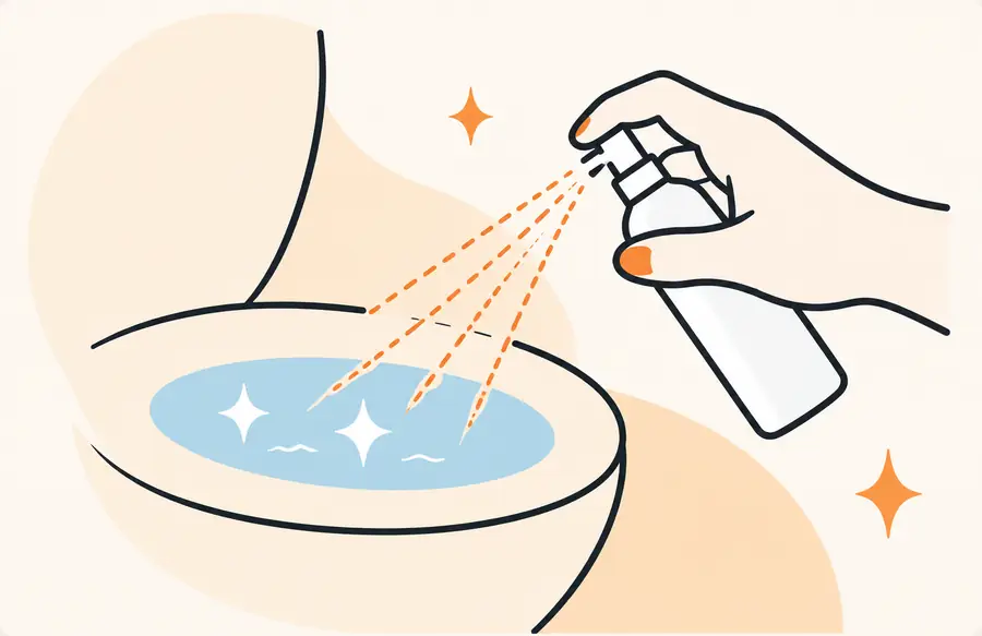 Ilustración: Magic Spray Baño se rocía sobre el agua del inodoro antes de usarlo